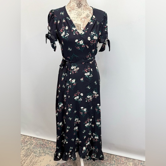 CHELSEA 28 Navy floral tie sleeve wrap maxi dress size S. - Picture 8 of 13